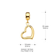 14K Gold Open Heart Mix & Match Charm Pendant
