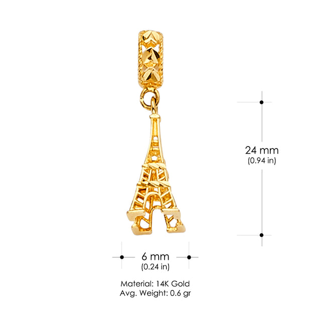 14K Gold Eiffel tower Mix & Match Charm Pendant