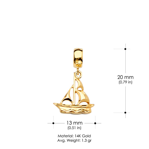 14K Gold Nautical Boat Mix & Match Charm Pendant