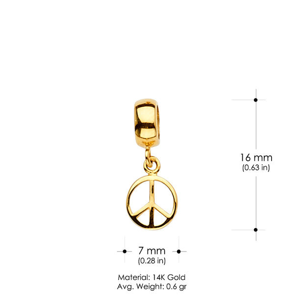 14K Gold Peace Symbol Mix & Match Charm Pendant
