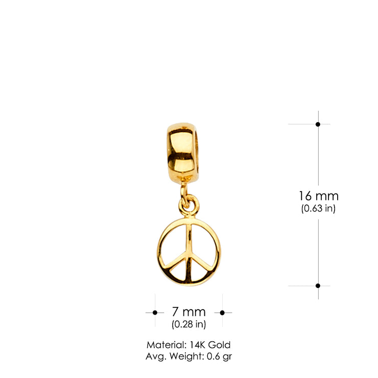 14K Gold Peace Symbol Mix & Match Charm Pendant