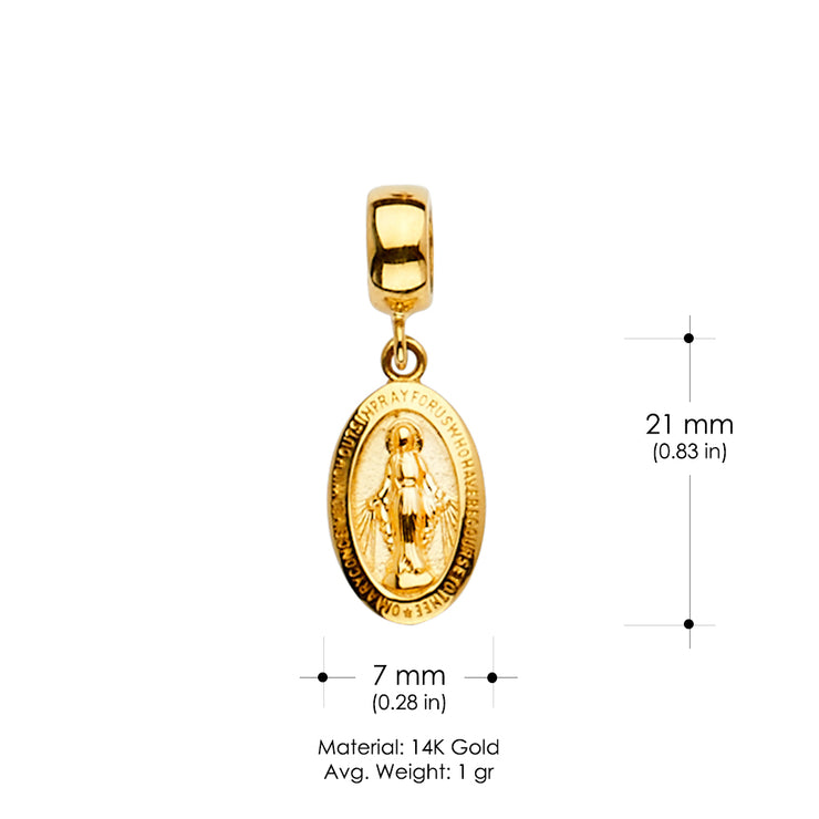 14K Gold Virgin Mary Religious Mix & Match Charm Pendant