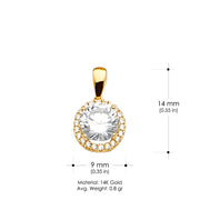 14K Gold CZ Birthstone Charm Pendant