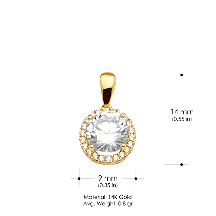 14K Gold CZ Birthstone Charm Pendant