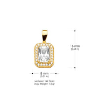14K Gold CZ Charm Pendant