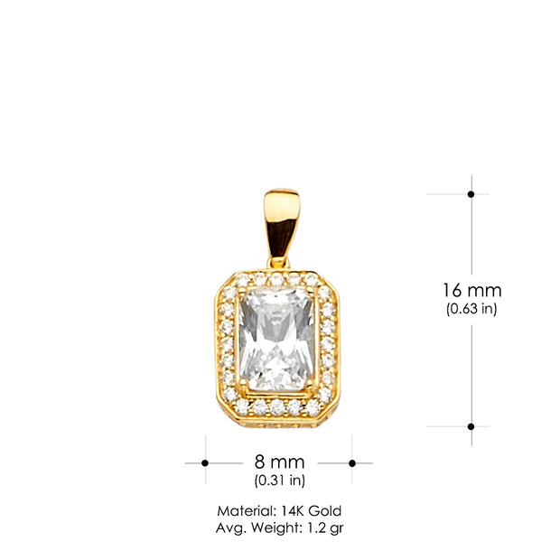 14K Gold CZ Charm Pendant