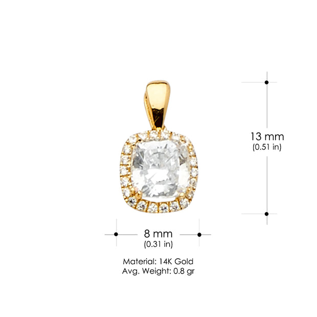 14K Gold CZ Charm Pendant