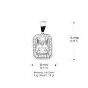 14K Gold CZ Charm Pendant