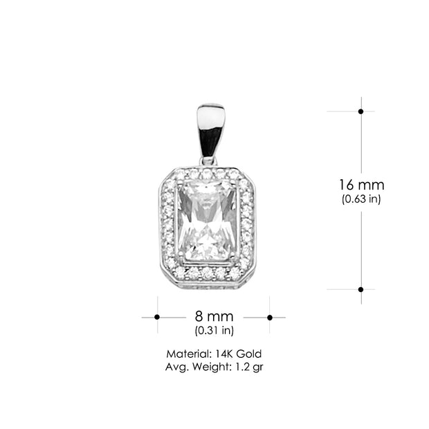 14K Gold CZ Charm Pendant