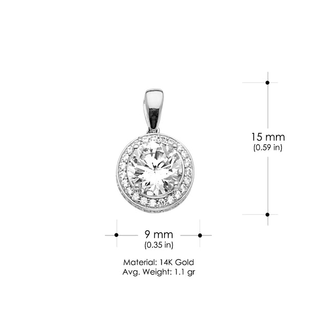 14K Gold CZ Charm Pendant