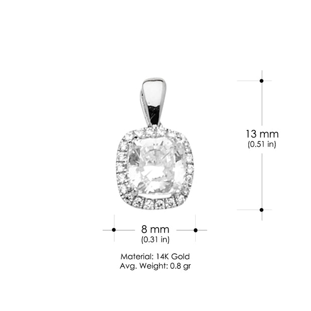 14K Gold CZ Charm Pendant