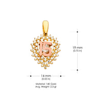 14K Gold CZ 15 Years Quinceanera Charm Pendant