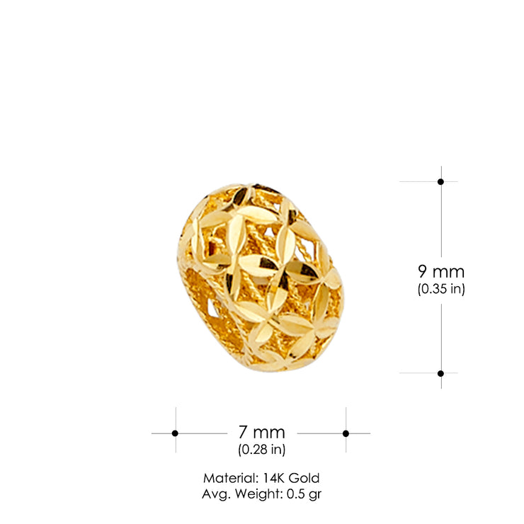14K Gold Filigree Oval Slider Mix & Match Charm Pendant