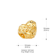 14K Gold Filigree Heart Slider Mix & Match Charm Pendant