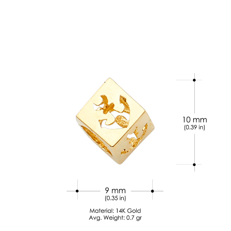 14K Gold Nautical Anchor Dice Slider Mix & Match Charm Pendant