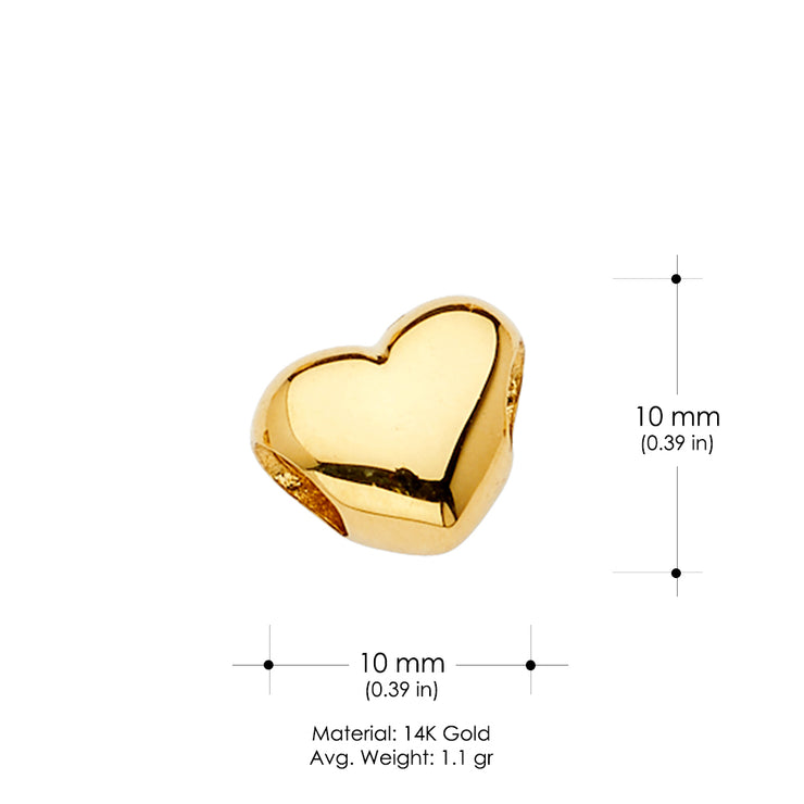 14K Gold Heart Slider Mix & Match Charm Pendant