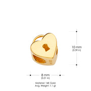 14K Gold Heart Lock Slider Mix & Match Charm Pendant