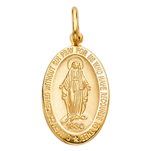 14K Gold 1830 Guadalupe Pendant with 2mm Figaro 3+1 Chain