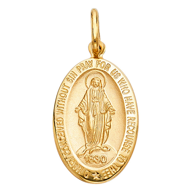 14K Gold 1830 Guadalupe Pendant with 2mm Figaro 3+1 Chain