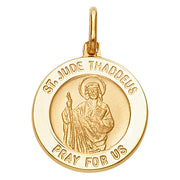 14K Gold St. Jude Thaddeus Pray For Us Religious Charm Pendant with 0.8mm Box Chain Necklace