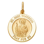 14K Gold St. Jude Thaddeus Pray For Us Pendant with 1.2mm Singapore Chain
