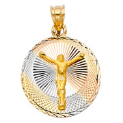 14K Gold Jesus Stamp Pendant with 3.4mm Hollow Cuban Chain