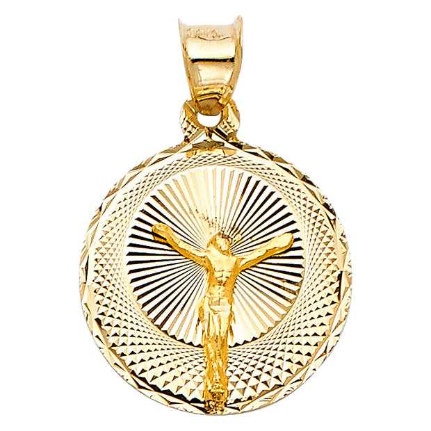 14K Gold Jesus Stamp Pendant with 2.1mm Valentino Chain