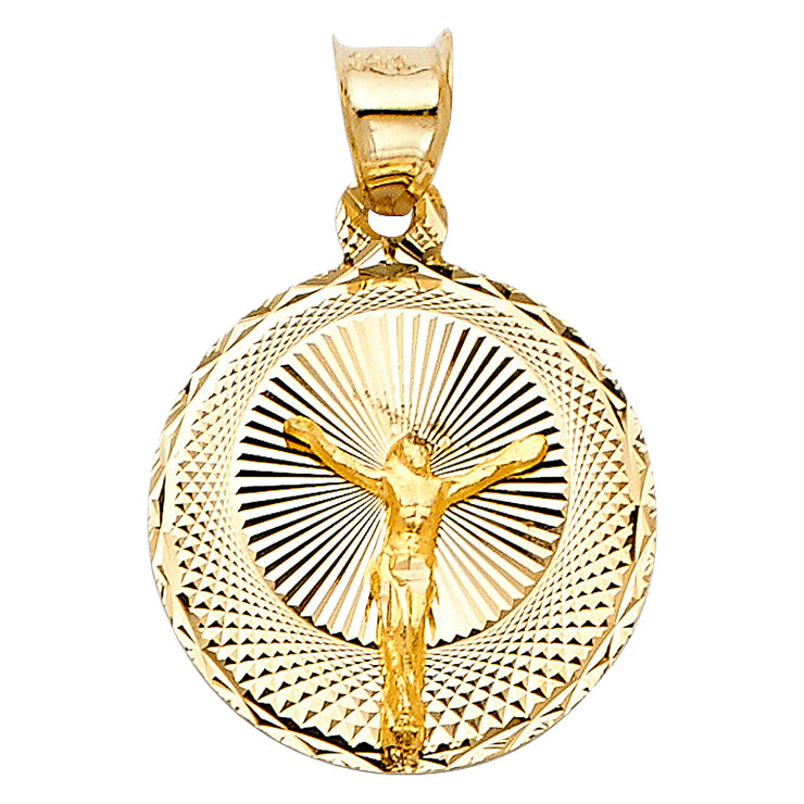 14K Gold Jesus Stamp Pendant with 2.1mm Valentino Chain