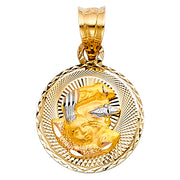 14K Gold Stamp Baptism Pendant with 2.1mm Valentino Chain