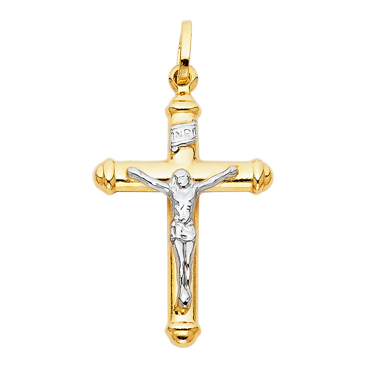 14K Gold Crucifix Cross Pendant with 1.8mm Singapore Chain