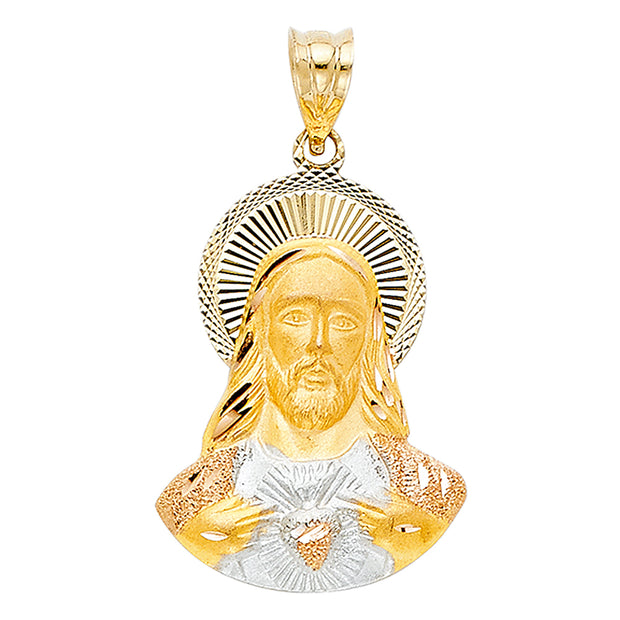 14K Gold Jesus Stamp Pendant with 2.6mm Valentino Star Chain