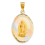 14K Gold Guadalupe Stamp Pendant with 2.6mm Valentino Star Chain