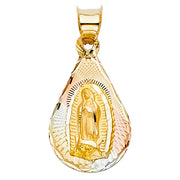 14K Gold Guadalupe Stamp Pendant with 2.1mm Valentino Chain