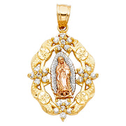 14K Gold Guadalupe CZ Pendant with 2.6mm Valentino Star Chain