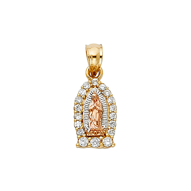 14K Gold Guadalupe CZ Pendant with 1.5mm Valentino Chain