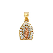 14K Gold Guadalupe CZ Pendant with 1.5mm Valentino Chain