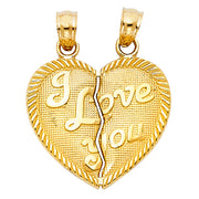 Couple Broken Heart Pendant for Necklace or Chain