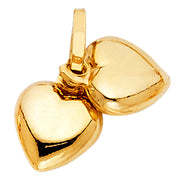 14K Gold Heart Charm Pendant with 0.9mm Singapore Chain Necklace