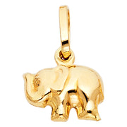 14K Gold Elephant Strength & Luck Charm Pendant with 0.9mm Singapore Chain Necklace