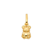 14K Gold Small Sitting Bear Charm Pendant with 0.9mm Singapore Chain Necklace