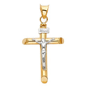 14K Gold Crucifix Cross Religious Charm Pendant with 0.8mm Box Chain Necklace