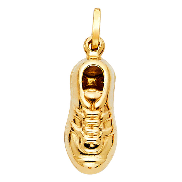 14K Gold Soccer Shoe Enamel Charm Pendant with 0.8mm Box Chain Necklace