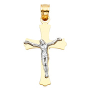 14K Gold Crucifix Cross Pendant with 1.2mm Singapore Chain