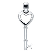 14K Gold Key to My Heart Plain Charm Pendant