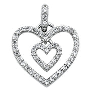 14K Gold CZ Heart Charm Pendant