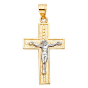 14K Gold Crucifix Cross Pendant with 1.8mm Singapore Chain