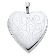 14K Gold Engraved Fancy Heart Locket Pendant with 1.2mm Singapore Chain