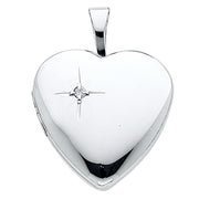 14K Gold Heart With CZ Locket Pendant with 1.5mm Rope Chain