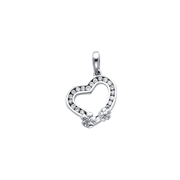 Fancy CZ Heart Pendant for Necklace or Chain