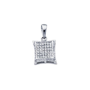 14K Gold 10mm Fancy Curved Square CZ Charm Pendant